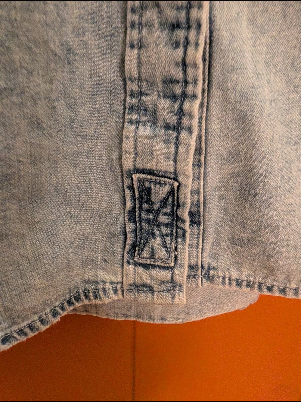 90s AERIE Light Acid Wash Oversized Denim Button Up Moto Grunge Shirt Jacket XS - Picture 8 of 15